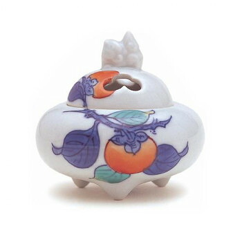 日本香堂 香炉 染錦柿絵 豆 有田焼 79152|ELMONO(家具 ラグ カーペット)
