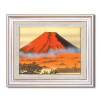 葛谷聖山(梅月)日本画額F6AS 12292・金富士|ELMONO(家具 ラグ カーペット)