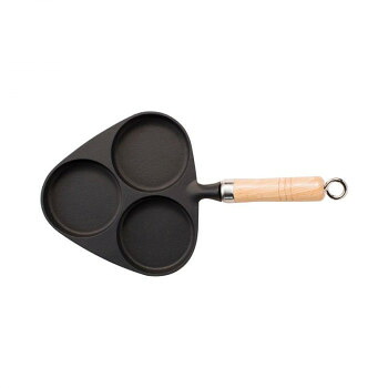 岩鋳　南部鉄器　目玉焼き3ヶ焼き(木柄付) 24018｜ELMONO（家具 ラグ カーペット）