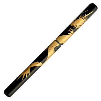 あかしや 筆ペン 越前塗 蒔絵筆ペン 龍 黒 漆塗 UK18E-06