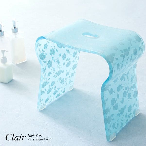 プレゼント バスチェア 風呂椅子 アクリル おしゃれ バラ 35cm 高め コの字 カビない 風呂 椅子 柄 花柄 青 高級 汚れにくい ブルー ハイタイプ 滑り止め 軽い かわいい 高い 高いタイプ クリア 透明 感 コの字型 防カビ 高齢者 子供 Toyama Nozai Co Jp