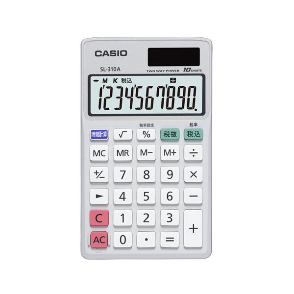 （まとめ） カシオ 実務電卓手帳タイプ 10桁表示 SL-310A-N 1台 【×5セット】