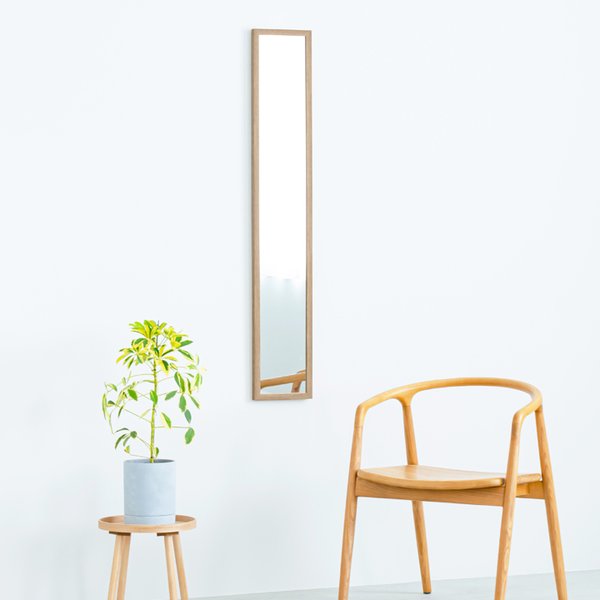【4個セット】ウォールミラーdeco120(ナチュラル) 木目 北欧風 鏡 姿見 高級感 木製 ドレッサー 玄関 トイレ 全身 洗面 壁掛け モダン 韓国インテリア 業務用 NK-222｜ELMONO（家具 ラグ カーペット）