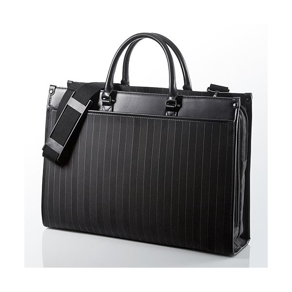サンワダイレクトストライプビジネスバッグ (大容量Wルーム・2WAYショルダー・A4収納) 200-BAG088 1個|ELMONO(家具 ラグ カーペット)