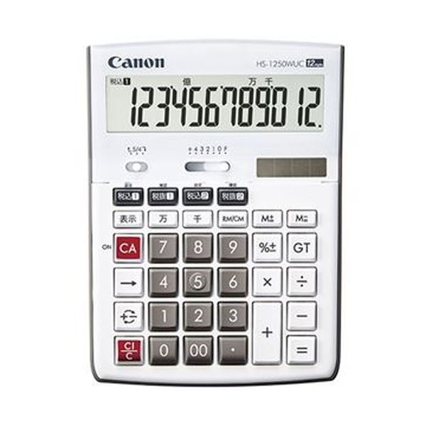 （まとめ）キヤノン 卓上電卓 HS-1250WUC12桁 3896C001 1台【×5セット】