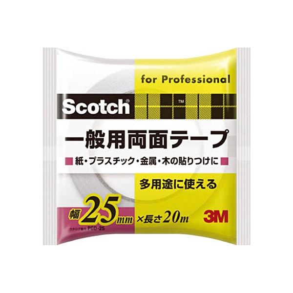 (まとめ) 3M スコッチ 一般用両面テープ 25mm×20m PGD-25 1巻 【×20セット】