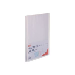 (まとめ) TANOSEE クリアファイル A4タテ10ポケット 背幅8mm クリア 1セット(10冊) 【×10セット】