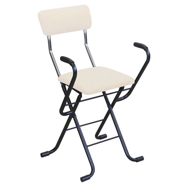 折りたたみ椅子 【2脚セット ベージュ×ブラック】 幅46cm 日本製 スチール 【代引不可】 21,218円
