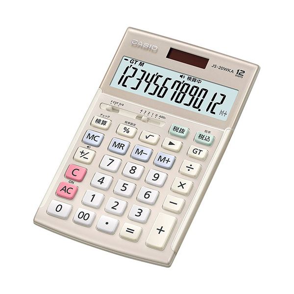 カシオ計算機 CASIO 実務電卓(検算タイプ) ジャストタイプ12桁 ゴールド JS-20WKA-GD-N｜ELMONO（家具 ラグ カーペット）