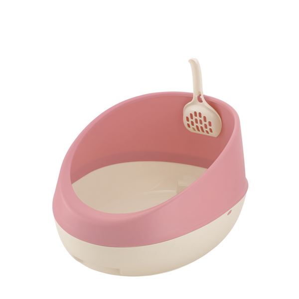 （まとめ）ラプレ ネコトイレ ハーフカバー コーラルピンク (ペット用品) (×2セット）
