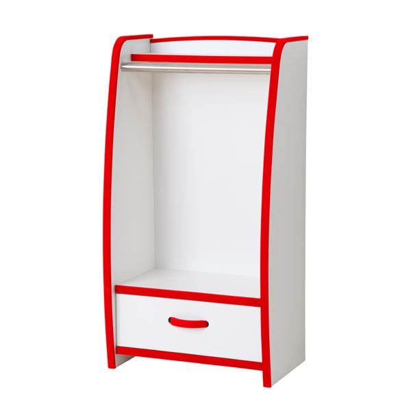 子供用 ハンガーラック/衣類収納 【幅48cm レッド】 日本製 高耐久 引き出し付き 知育家具 EVAキッズシリーズ 【完成品】【代引不可】|ELMONO(家具 ラグ カーペット)