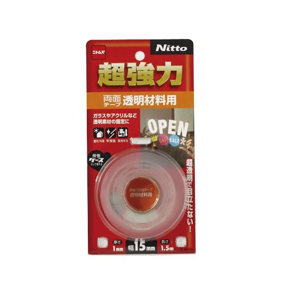 (まとめ) ニトムズ 超強力両面テープ 透明材料用 15mm×1.5m T4610 1巻 【×20セット】