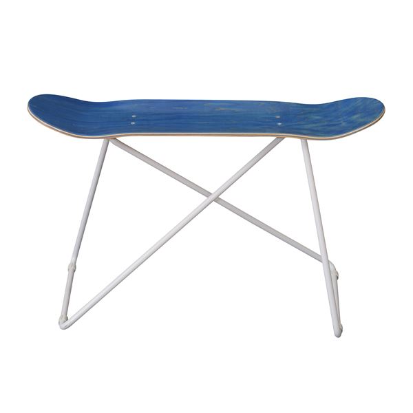 スツール オットマン 約幅81cm ブルー スチール スケートボードスツール 完成品 リビング ダイニング インテリア家具|ELMONO(家具 ラグ カーペット)