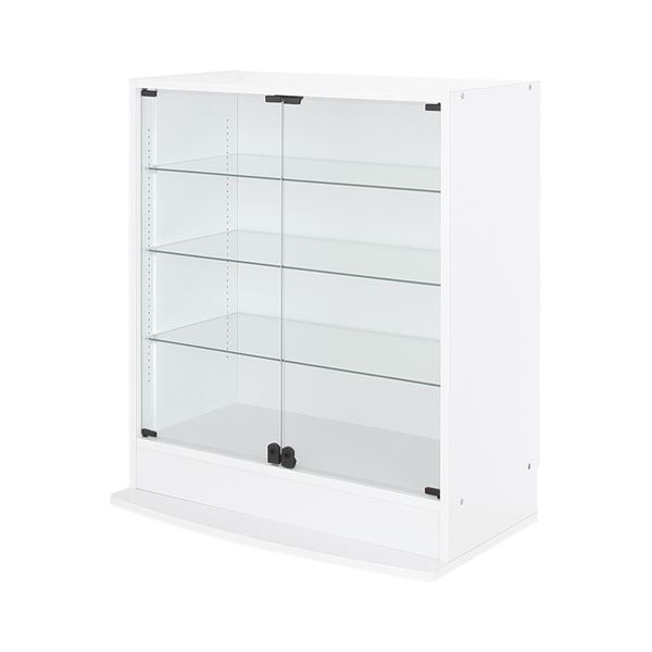 コレクションケース/収納棚 【ワイド ロータイプ 本体 奥行39cm ホワイト】 幅83.1cm 強化ガラス扉 棚板 【組立品】【代引不可】｜ELMONO（家具 ラグ カーペット）