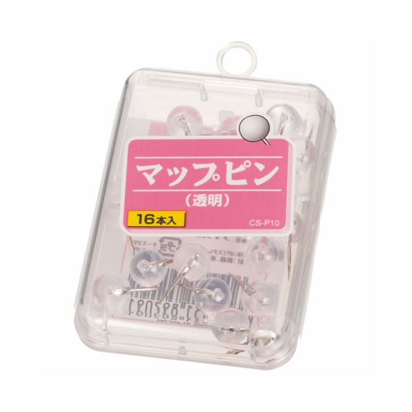(まとめ) ライオン事務器 マップピン針長さ10mm 透明 CS-P10 1箱(16本) 【×30セット】