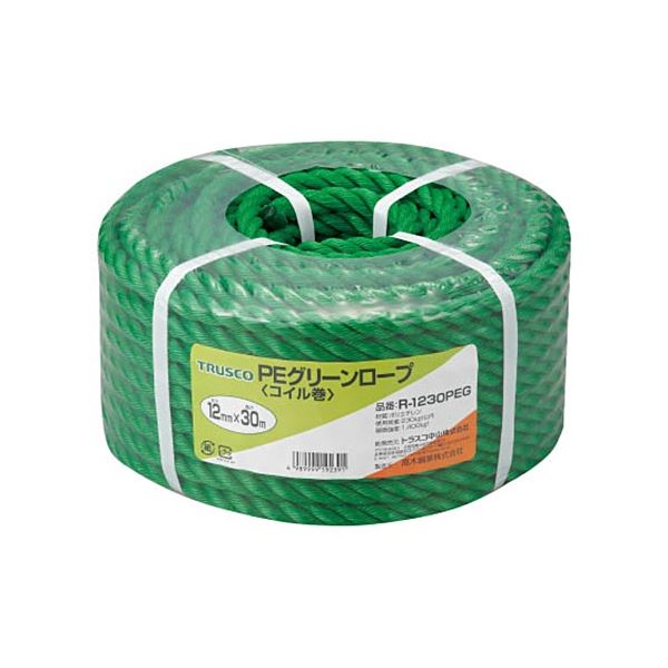 TRUSCO PEグリーンロープ 12mm×30m コイル巻 R-1230PEG 1巻 4,481円