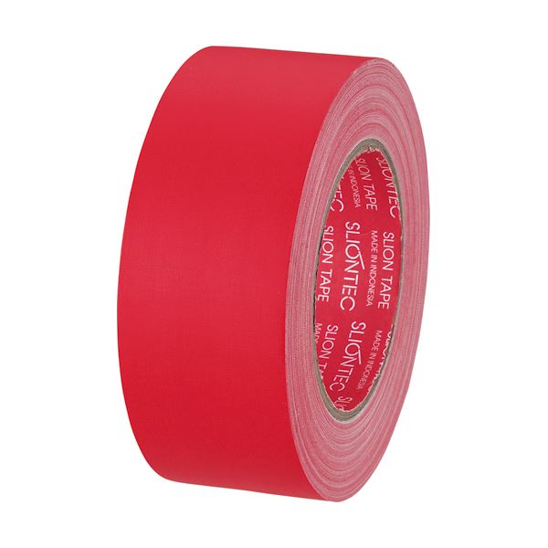 (まとめ) スリオンテック 布粘着テープ マットクロス 50mm×25m 赤 334542アカ 1巻 【×10セット】