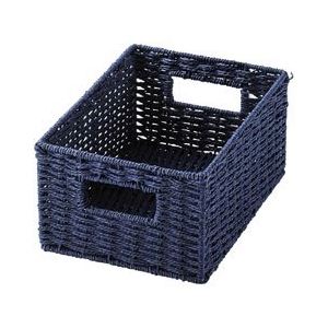 (まとめ) ペーパーバスケット/収納ボックス 【ネイビー クォーターサイズ】 軽量 カラーボックス収納 【×24個セット】|ELMONO(家具 ラグ カーペット)