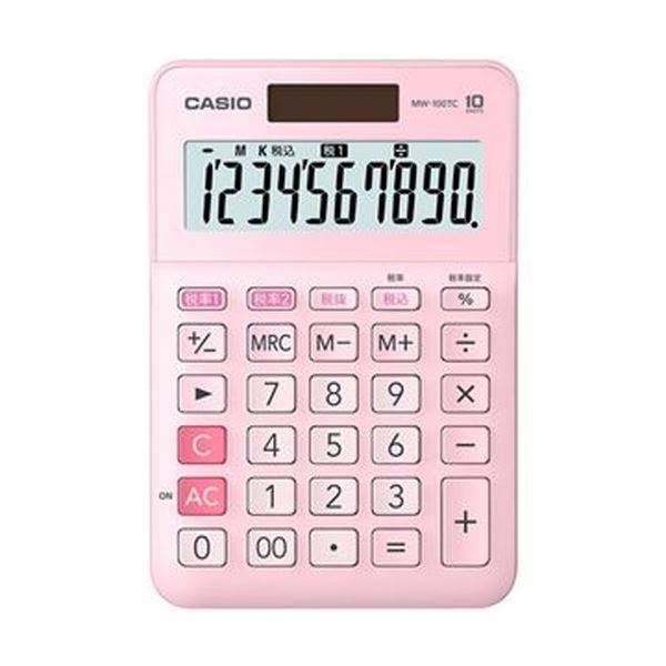 (まとめ)カシオ W税率電卓 10桁ミニジャストタイプ ピンク MW-100TC-PK-N 1台【×10セット】|ELMONO(家具 ラグ カーペット)