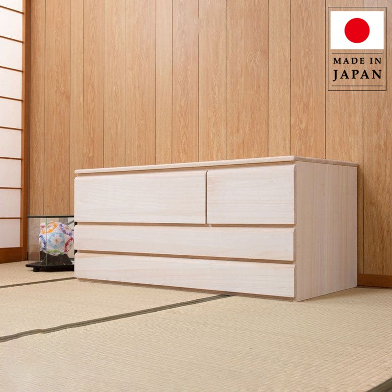 タンス チェスト 完成品 大容量 日本製 木製 3段 たんす 桐タンス 着物収納 幅100 着物 おしゃれ 押入れ スリム 引き出し 収納 押し入れ 低い 組み立て 不要 ローチェスト 服収納 クローゼット 内 クローゼット収納 洋服 国産 組み立て不要 衣類 桐 ロータイプ 洋風｜ELMONO（家具 ラグ カーペット）