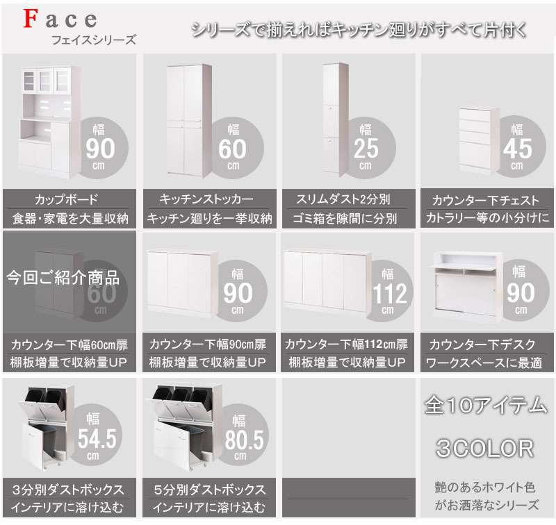 食器棚 ロータイプ 60 おしゃれ カウンター下収納 キッチンボード キャビネット ホワイト 北欧 収納 大容量 奥行30cm 幅60 扉付き 白  薄型 高級 爆買い！ 幅60