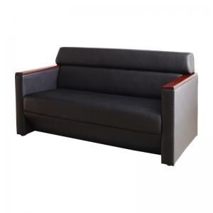 ブラック合成皮革2人掛けソファ 黒い合成皮革の2人掛けソファ