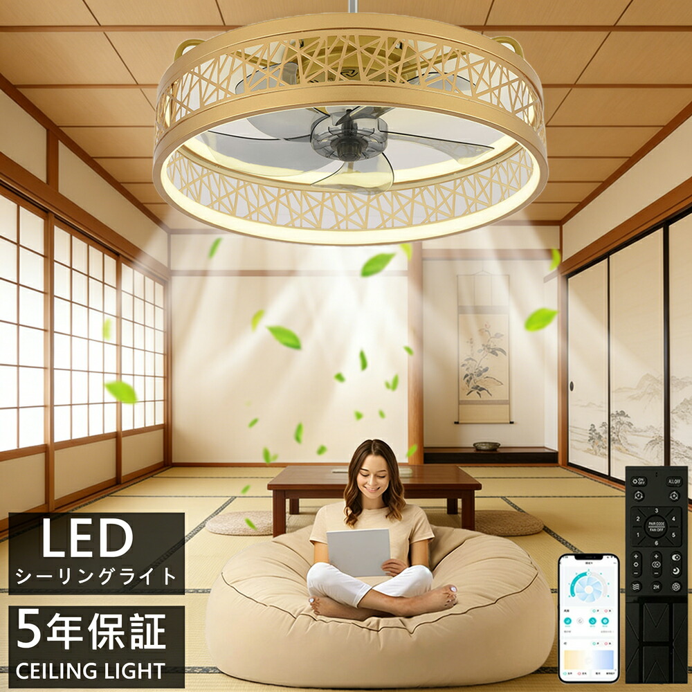 冬に逆回転★シーリングファンライト リモコン \u0026 スマホ対応 LED 調光調色 超薄型 風量調節 超高輝度 空気循環 DC モーター 静音 タイマー 省エネ おしゃれ北欧 リビング 寝室 オフィス 8~12 畳 扇風機付き照明【引掛シーリング対応 簡単工事タイプ】