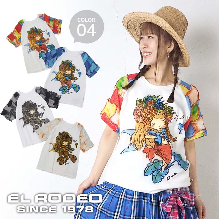 貨物輸送無料 袖綿織物編み物 お嬢さんＴシャツ レディース 半袖 トップス ガーリー エスニック 心地よい パッチワーク さし絵 好いたらしい
