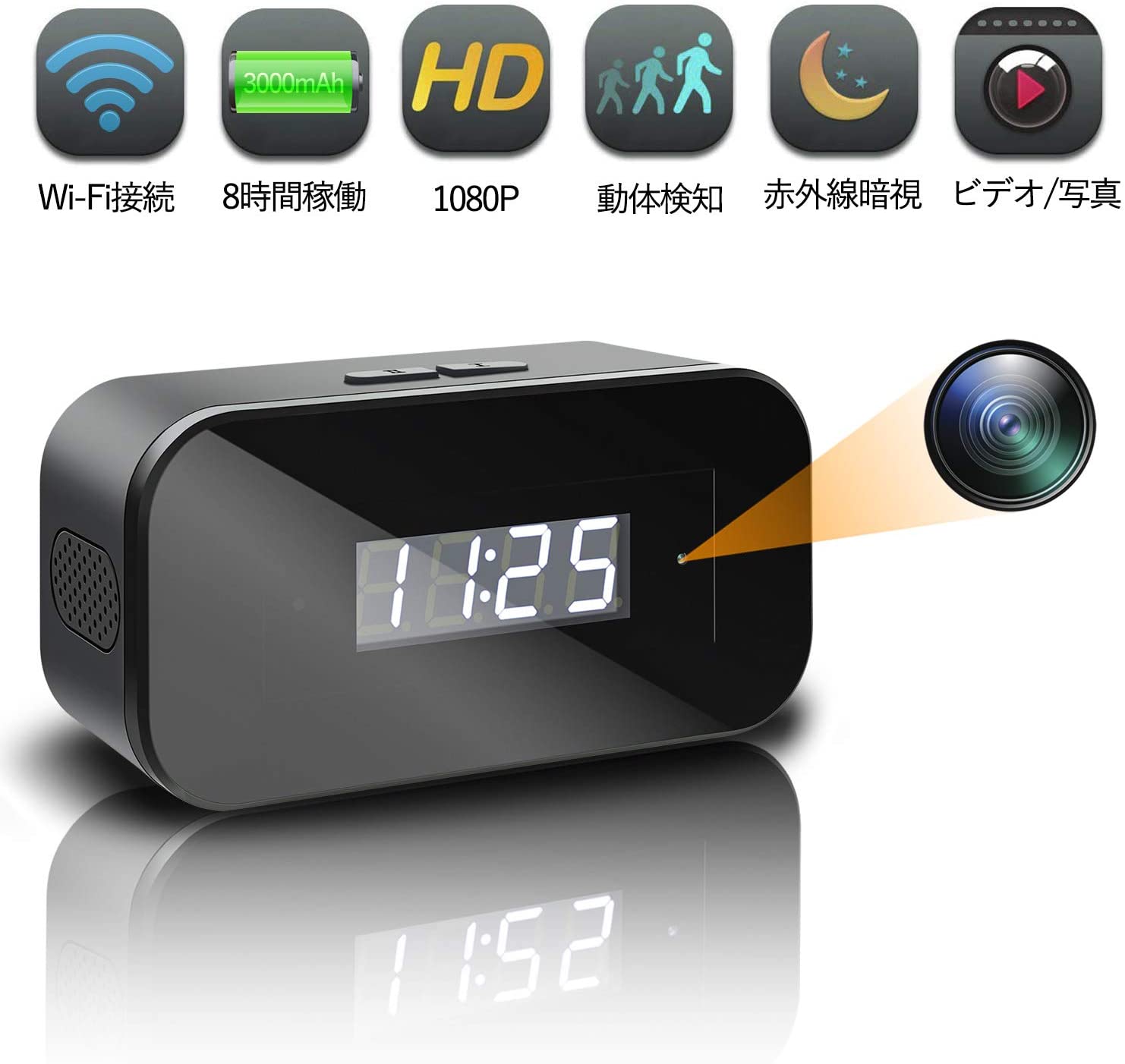 2061円 最上の品質な 置時計 Wifi ミニカメラ 1080p HD IP P2P DVRビデオ