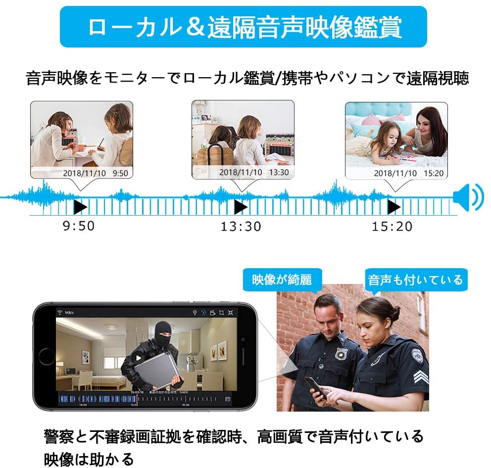 【2020最新型】【カメラ監視防犯隠し隠しカメラ置き時計型小型カメラWiFi防犯カメラスパイカメラ1080P高画質WiFi対応3000mAh監視カメラリアルタイム遠隔監視暗視機能動体検知警報通知IOS/Android対応】