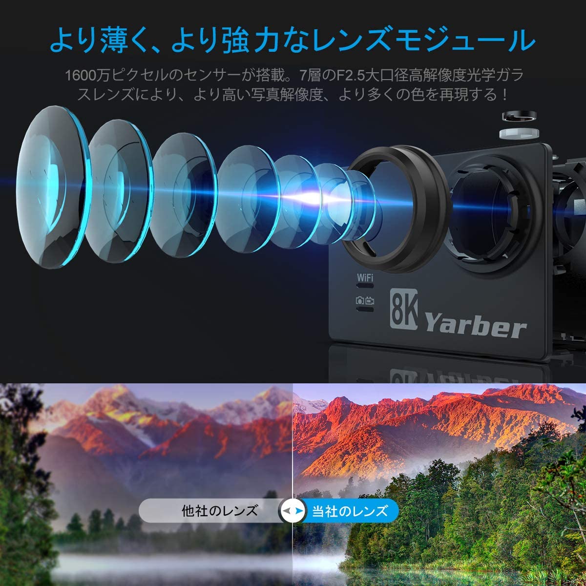 楽天市場 Yarberアクションカメラ 8k mp 高画質00万画素 水深40m撮影 アクションカメラ バッテリー マウント 自転車 アクションカム 動画撮影 広角カメラ 登山 スキー バイク 水中カメラ 防水カメラ ダイビング 水泳 防水 防塵 魚眼 手ぶれ 耐衝撃 大容量 黒