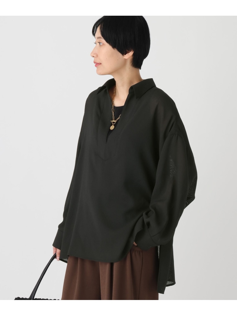 メッシュスキッパーブラウス/636881 Elura エルーラ トップス プルオーバー・トップ 薄墨色 黒いこと【貨物輸送無料】[ Fashion]