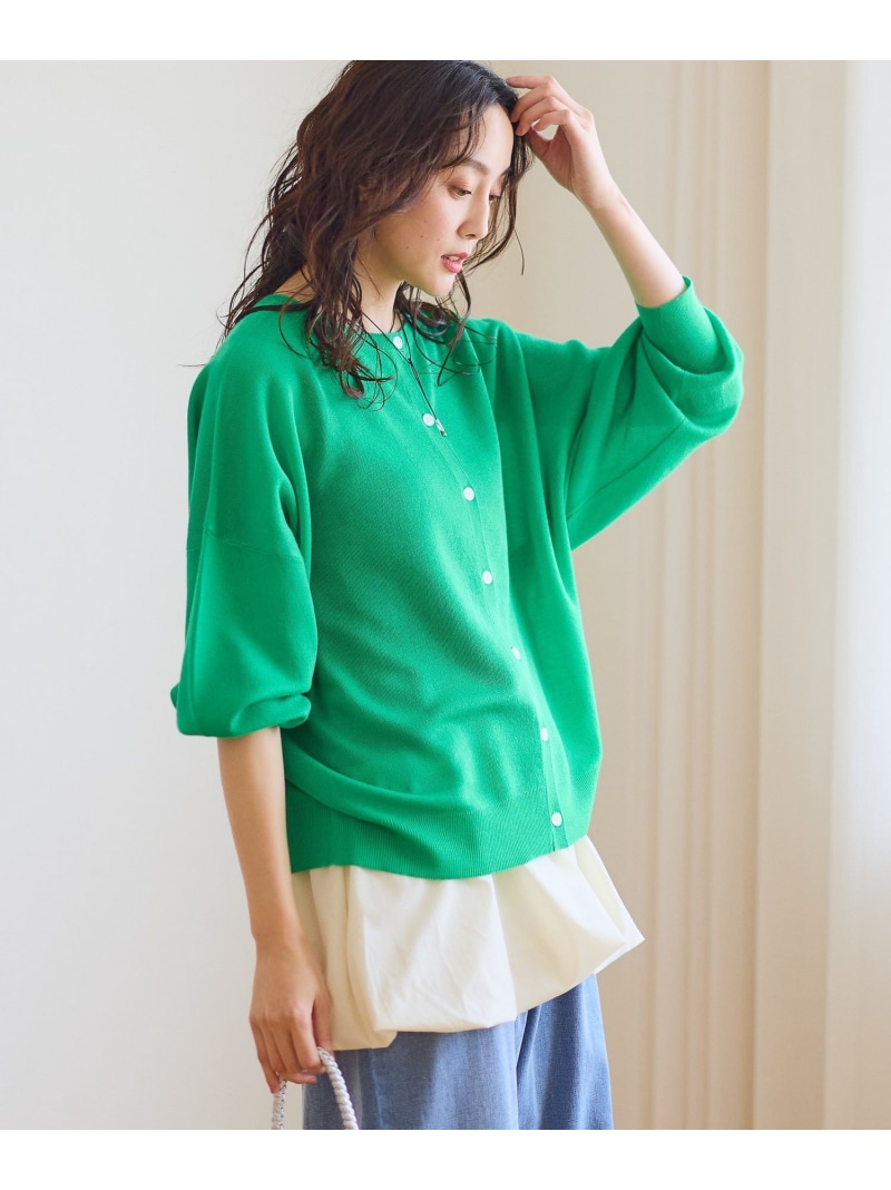 セミシアロゴ2WAYカーデ/656806 Elura エルーラ トップス ニット ホワイト グリーン ブラウン グレー【送料無料】[ Fashion]