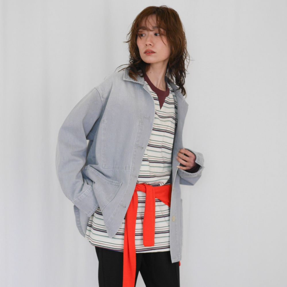 Gray wash denim カバーオール / ウォッシュグレー｜e-m connection 13,057円