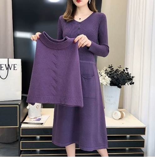 楽天市場】ニットベスト ワンピース フレアワンピース ひざ丈 膝上 袖