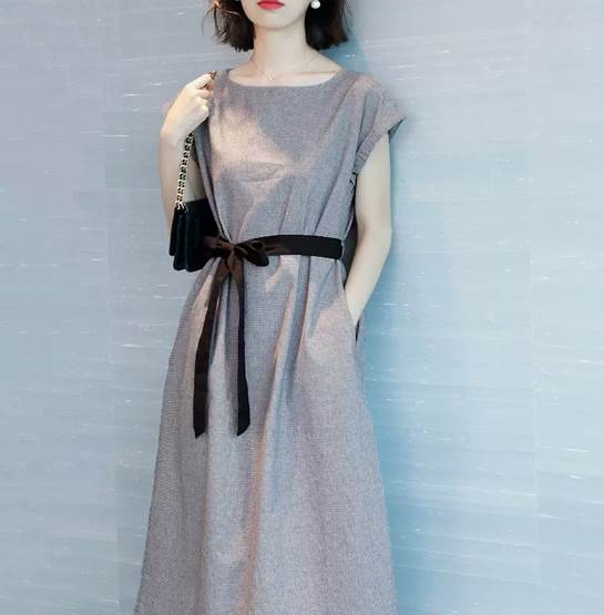 ワンピース ミモレ丈 半袖 ボートネック フレンチスリーブ サッシュベルト ハイウエスト Aライン セミフレア 千鳥柄 大人可愛い きれいめ 上品 おしゃれ ラブリー キュート ガーリー セクシー 個性的 デート お出かけ 休日 パーティー イベント 着回し 普段使い|エマノンストア店