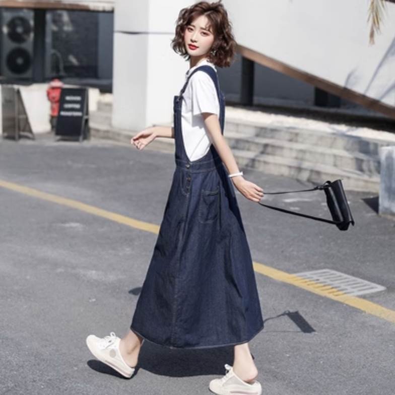 デニムワンピース Tシャツ カットソー 2点セット 単品 デニムワンピース ロング丈 ノースリーブ かわいい 大人可愛い きれいめ シンプル カジュアル 大人 上品 おしゃれ お洒落 大人女子 こなれ感 個性的 主役級 存在感 ジャンパースカート|エマノンストア店