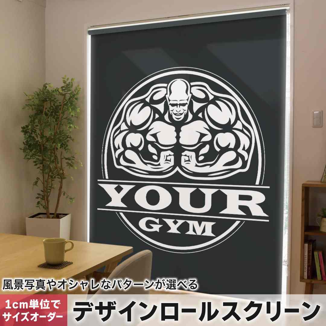 1cm単位サイズオーダー ロールスクリーン ロールカーテン オーダーメイド タチカワ 日本製 間仕切り カーテン 採光 非遮光 目隠し UVカット カーテンレール チェーン式 プル式 筋肉 ジム 001057|e-Mart