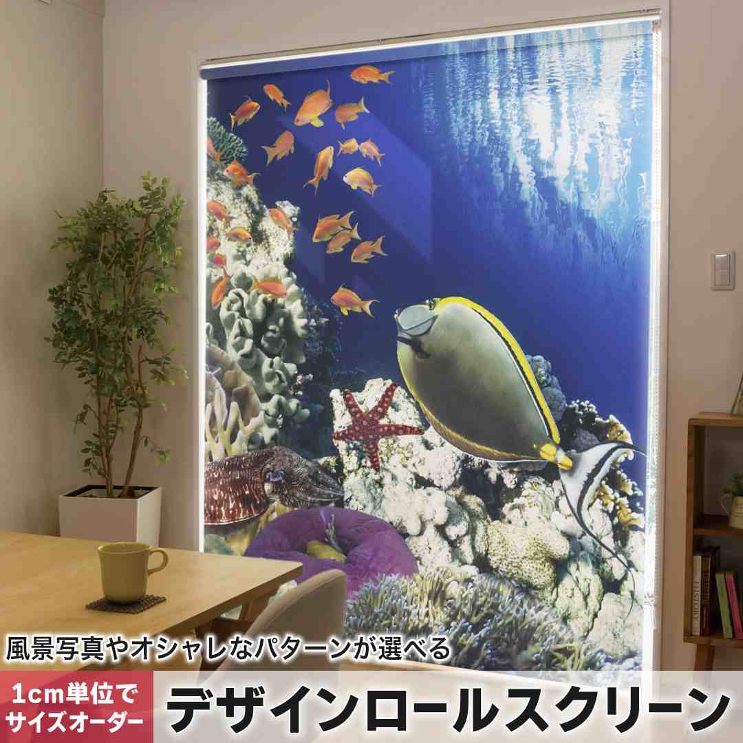 1糎ユニット大きさ購入注文 ロールスクリーン ロールカーテン 購入注文お手伝いさん タチカワ 日本製 中仕切り 覆い布 採光 非遮光 包みかくし UVとり捨てる 覆い布線路 チェーン店式 引っ張ること式 海 魚 赤珊瑚 011673