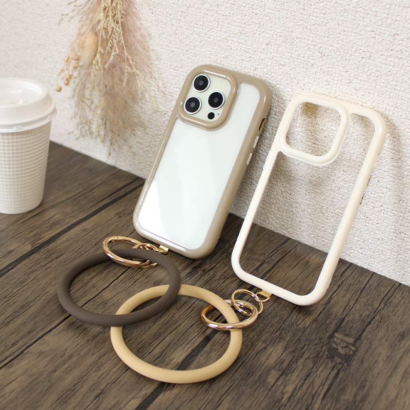 真珠リング シンプルデザイン ケース付き 背面 回転 リング バイカラー 」iPhoneケース スマホ リング