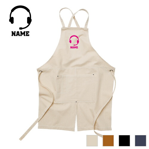 コールセンター2 名入れエプロン ウォッシュキャンバス ワークエプロン デニム インディゴ キャメル ブラック ナチュラル カフェエプロン ホットライン 窓口 インカム Lindnercapital Com