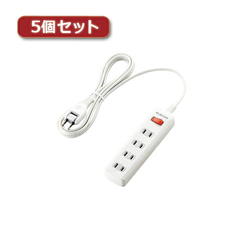 5個セットエレコム 一括スイッチ付 雷ガードタップ T-K3A-2425WH T-K3A-2425WHX5｜EMBL　店
