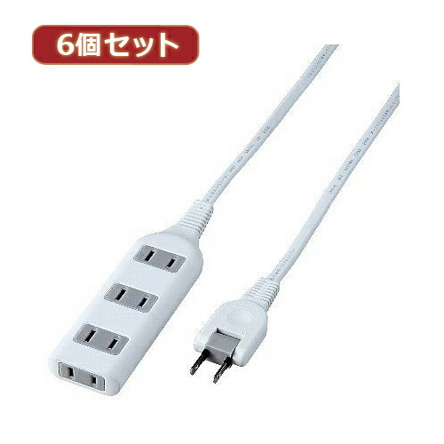★送料無料☆YAZAWA 6個セット耐トラ付タップ4個口 Y02S405WHX6