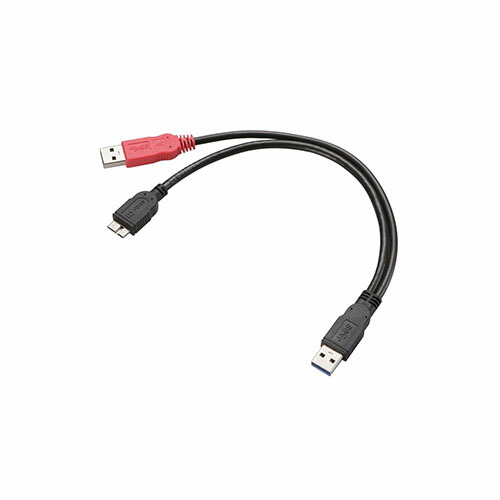 ★送料無料☆エレコム Y字Wパワーケーブル USB3.0 microB 簡易パッケージ USB3-AAMB5DPBKX5 データ転送用ケーブル(PC)