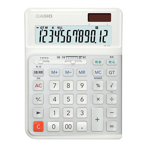 CASIO 人間工学電卓 デスクサイズ12桁 DE-12D-WE-N|EMBL 店