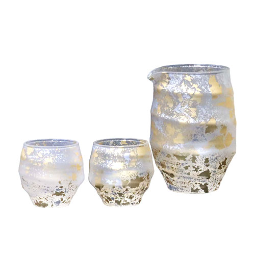 ウチキ 喜箔グラス 酒器セット 金箔・銀箔を使った石川県・山中漆器由来の伝統工芸品 KH-008｜EMBL　店