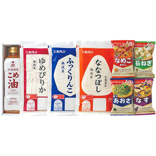 味彩 旬彩米ギフト HH-C 【ホクレン(北海道こめ油)・(無洗米ゆめぴりか・ふっくりんこ・ななつぼし) ほか】 FUJI-010475226