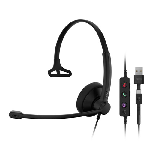 EPOS IMPACT 100 MS Mono USB-C+A USB片耳ヘッドセット 有線 手軽で快適 コールセンター向け EPOS-1001419｜EMBL　店