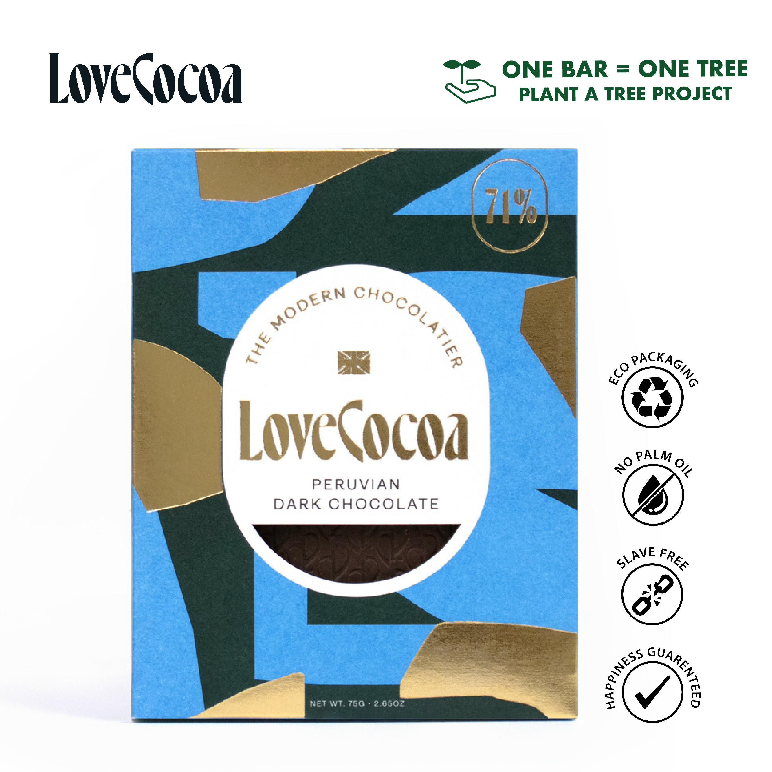 【楽天市場】【LOVE COCOA（ラブココア）】新パッケージペルビアン 71ダークチョコレート 75g フルーティー香るダークチョコレート