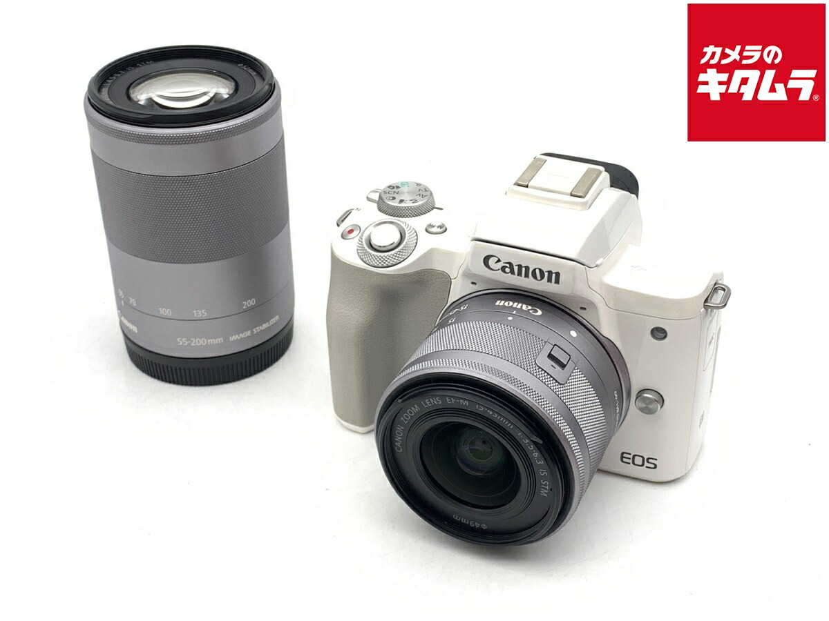 【中古】 【並品】 キヤノン EOS Kiss M ダブルズームキット ホワイト 【ミラーレス一眼】 【6ヶ月保証】